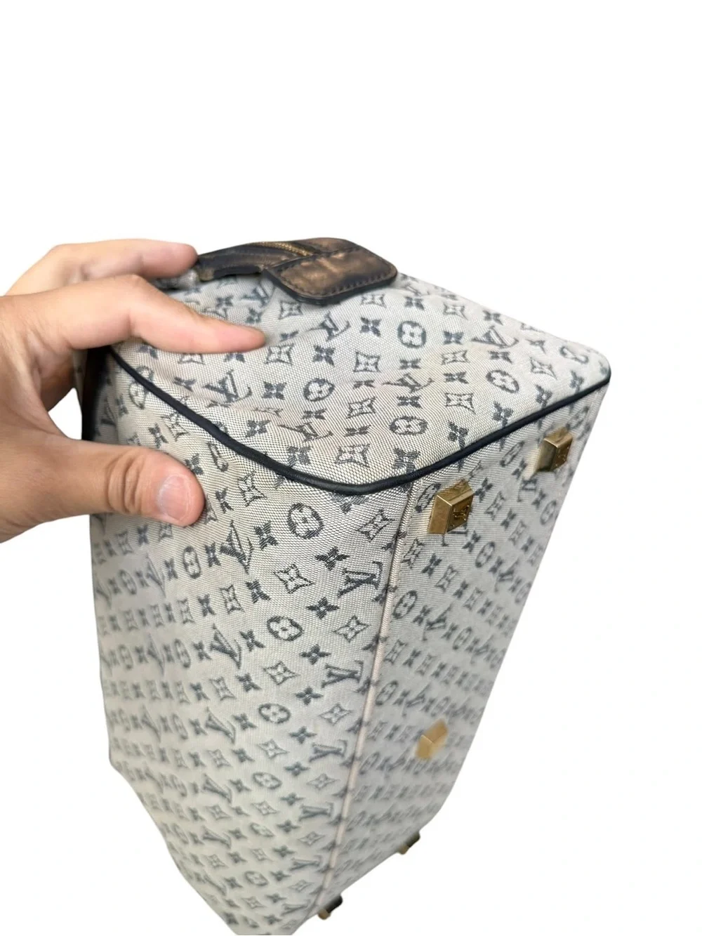 Louis Vuitton Josephine Mini lin Monogram Canvas Satchel in Beige and Black